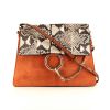 Chloé Faye shoulder bag in brown Rouille suede and grey python - 360 thumbnail