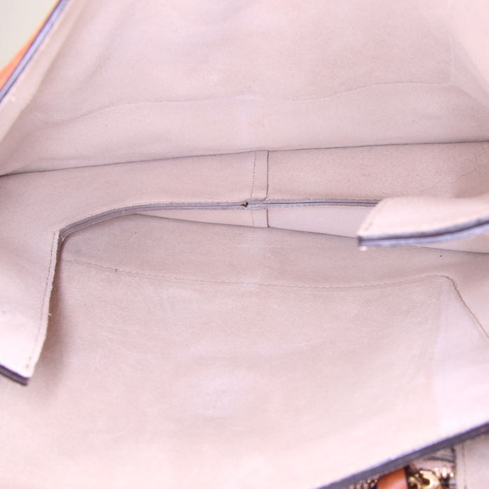 Borsa a tracolla Chloé Faye in camoscio marrone Rouille e pitone grigio - Detail D2