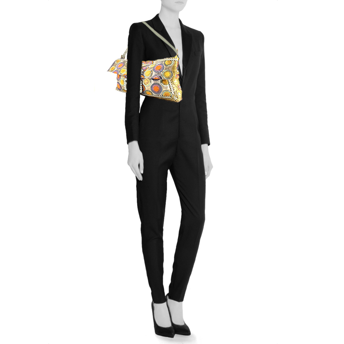 Fendi Maxi Baguette shoulder bag in yellow, green and pink multicolor water snake - Detail D1