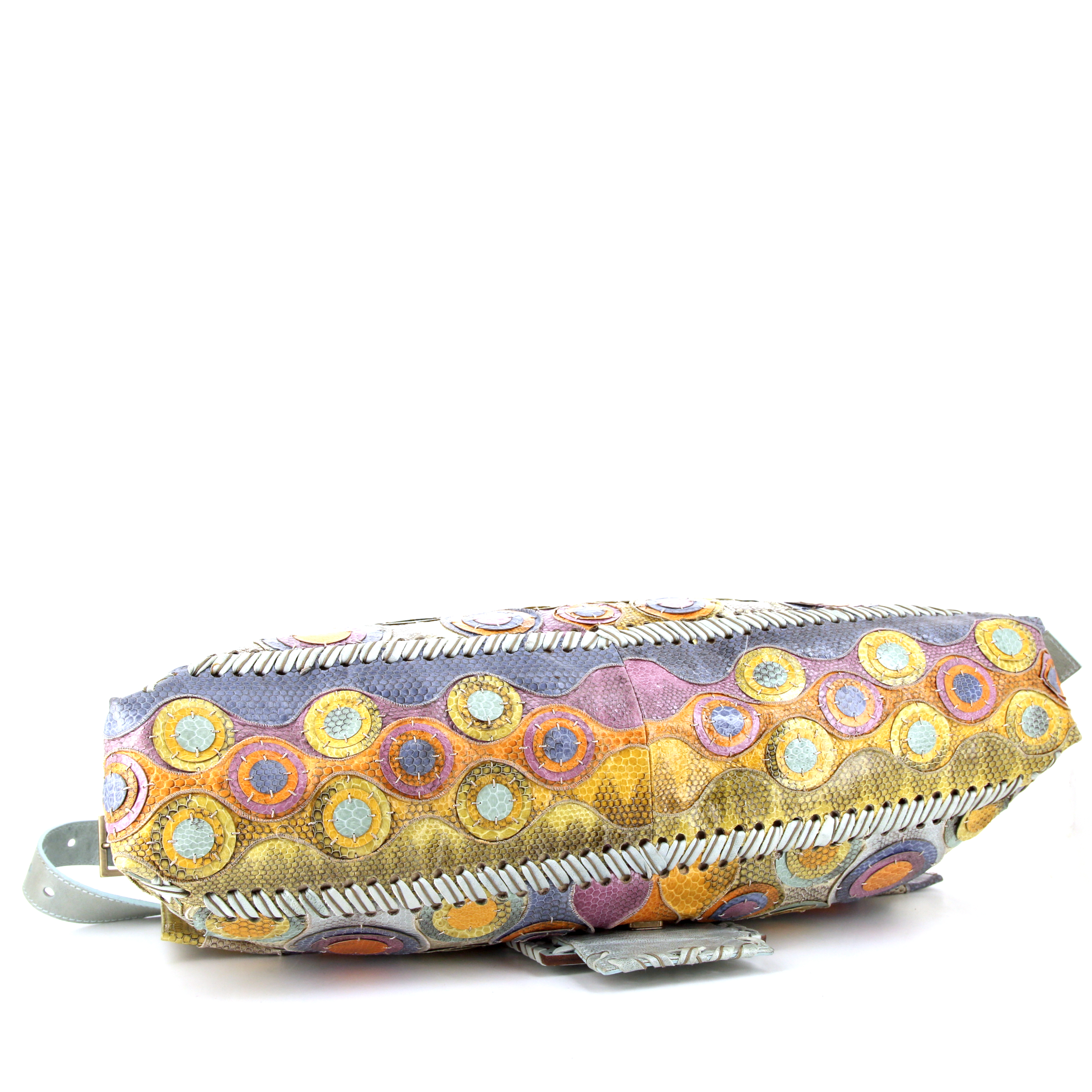 Fendi Maxi Baguette shoulder bag in yellow, green and pink multicolor water snake - Detail D5