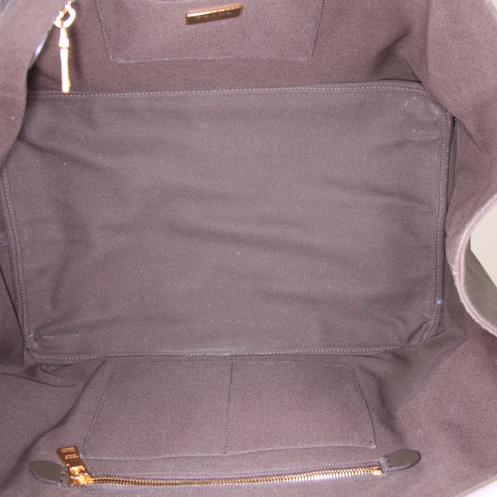 Sac cabas Prada Shopping en toile vert-kaki - Detail D2