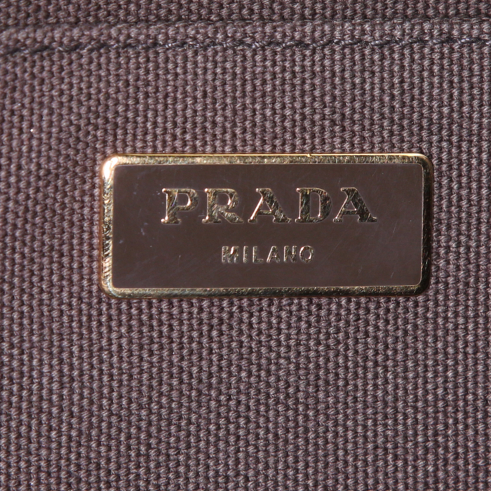 Prada Shopping shopping bag in khaki canvas - Detail D3