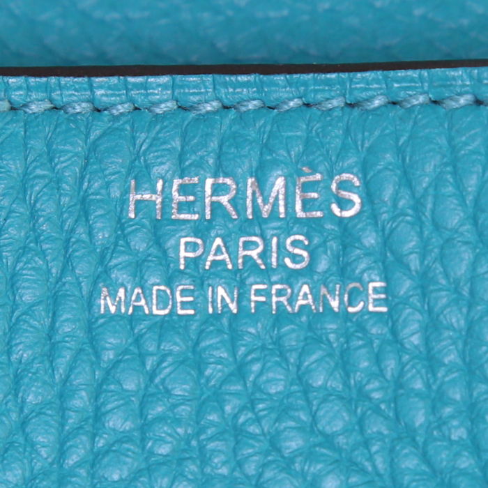 Hermes Birkin 35 cm handbag in Bleu Paon leather taurillon clémence - Detail D3