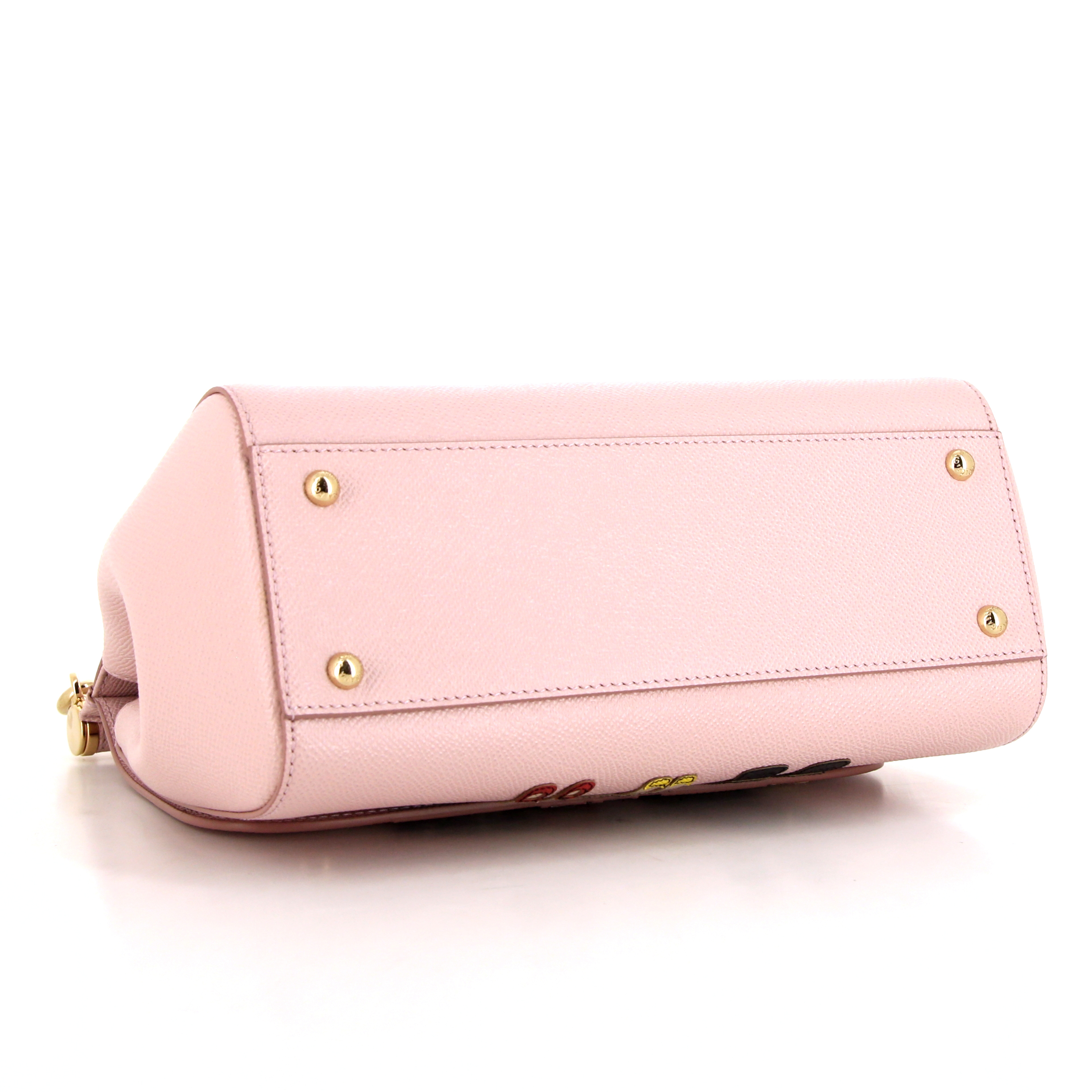 Dolce & Gabbana Sicily shoulder bag in pink grained leather - Detail D5