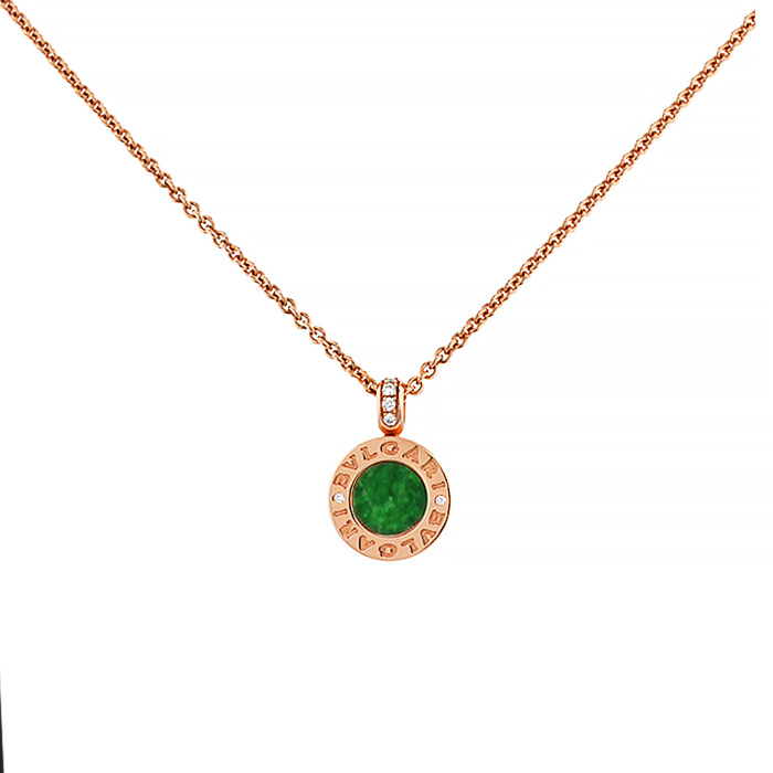 Collar giratorio reversible Bulgari Bulgari Bulgari en oro rosa,  diamantes y jade - Detail D1