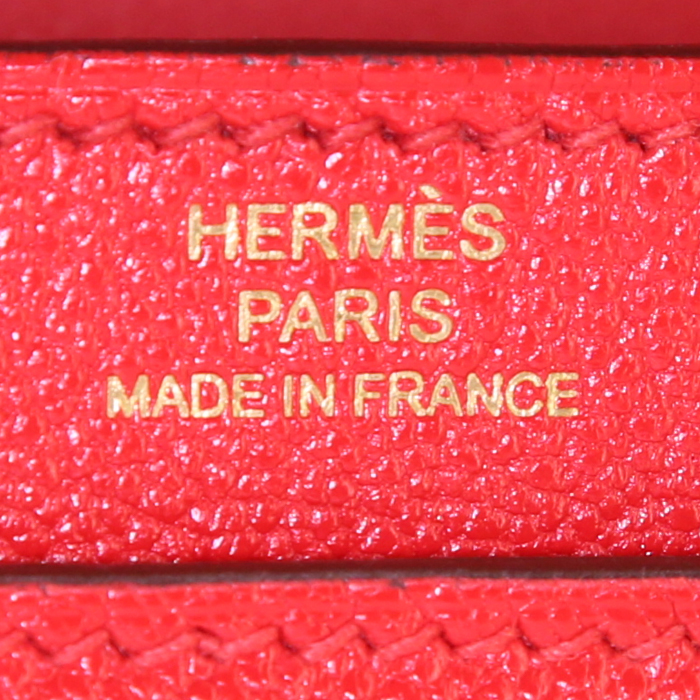 Bolso bandolera Hermès Verrou en cuero Mysore rojo - Detail D3
