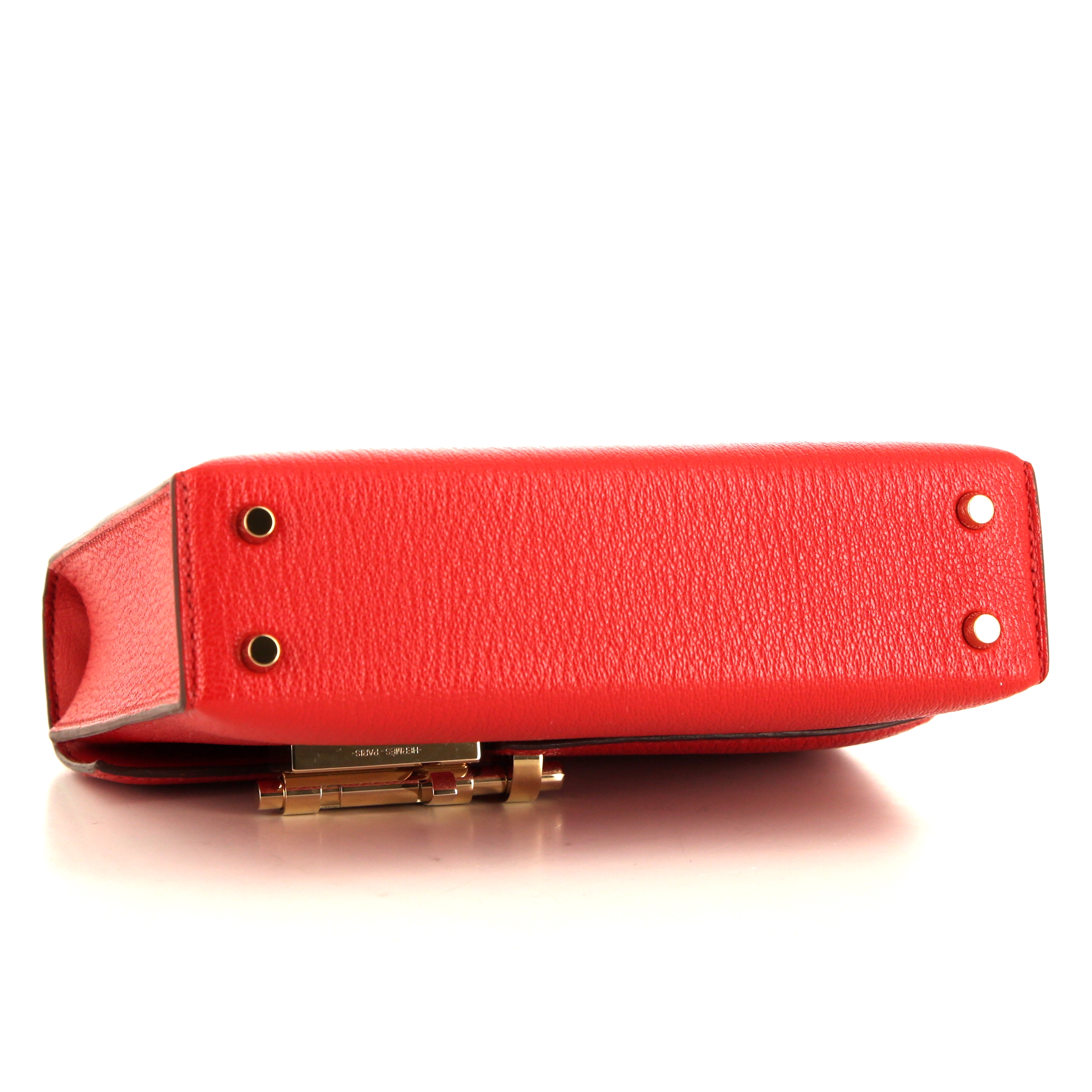 Hermès Verrou shoulder bag in red Mysore leather - Detail D4