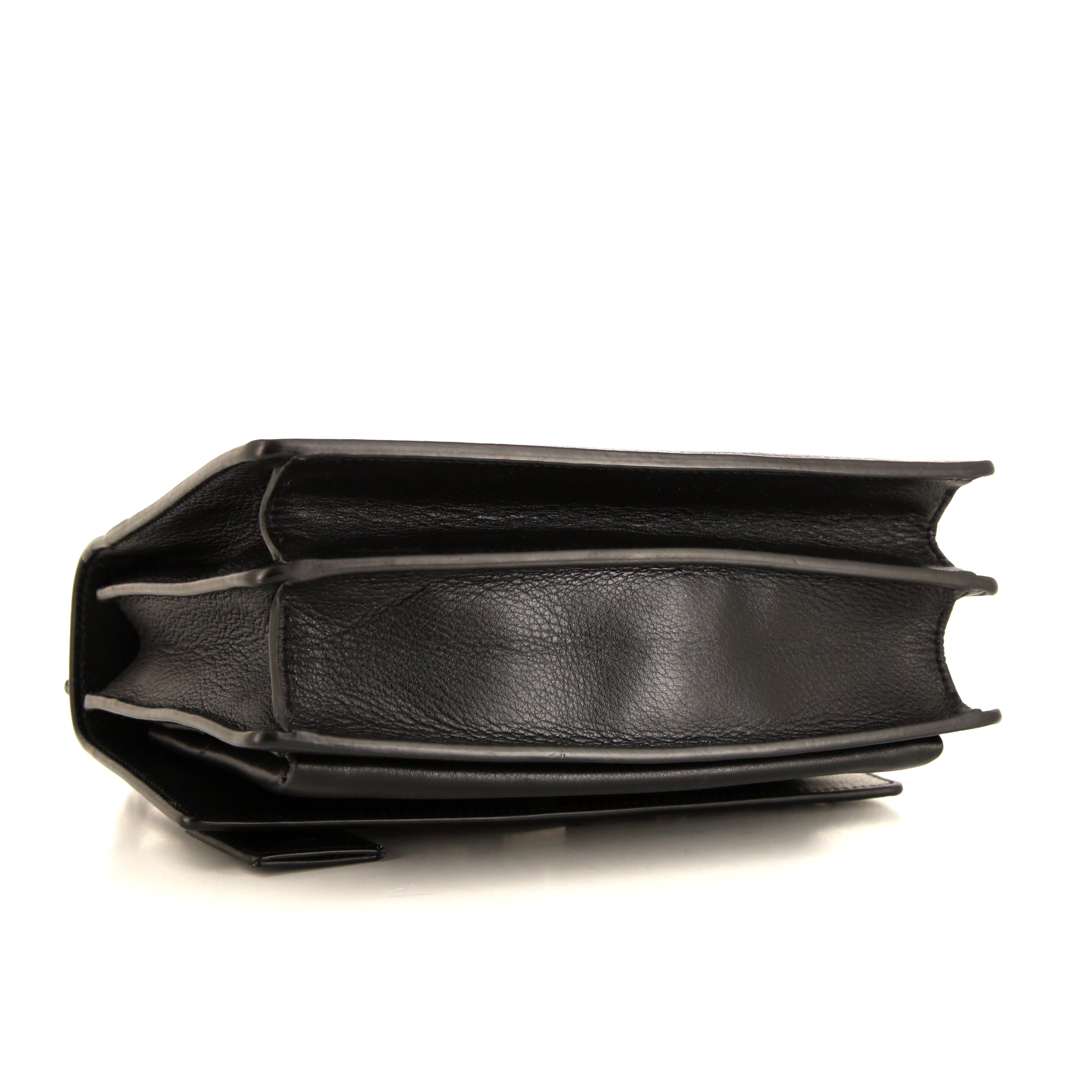 Bolso bandolera Saint Laurent Sunset en cuero negro - Detail D5