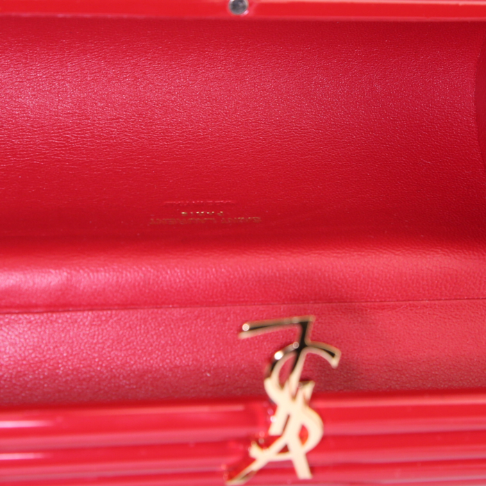 Sac bandoulière Saint Laurent Opyum Box en plexiglas rouge - Detail D2
