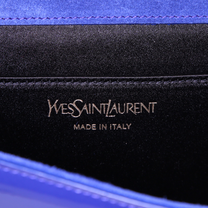Pochette Saint Laurent Belle de Jour en cuir verni bleu - Detail D3