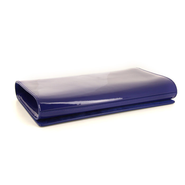 Saint Laurent Belle de Jour pouch in blue patent leather - Detail D4