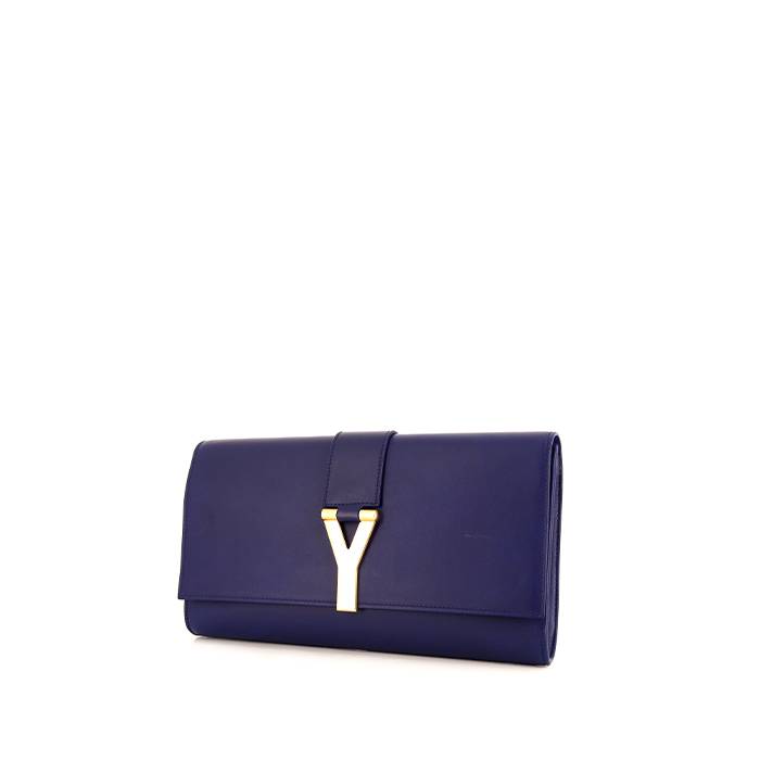 Yves Saint Laurent Chyc pouch in blue leather - 00pp
