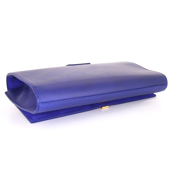 Yves Saint Laurent Chyc pouch in blue leather - Detail D4