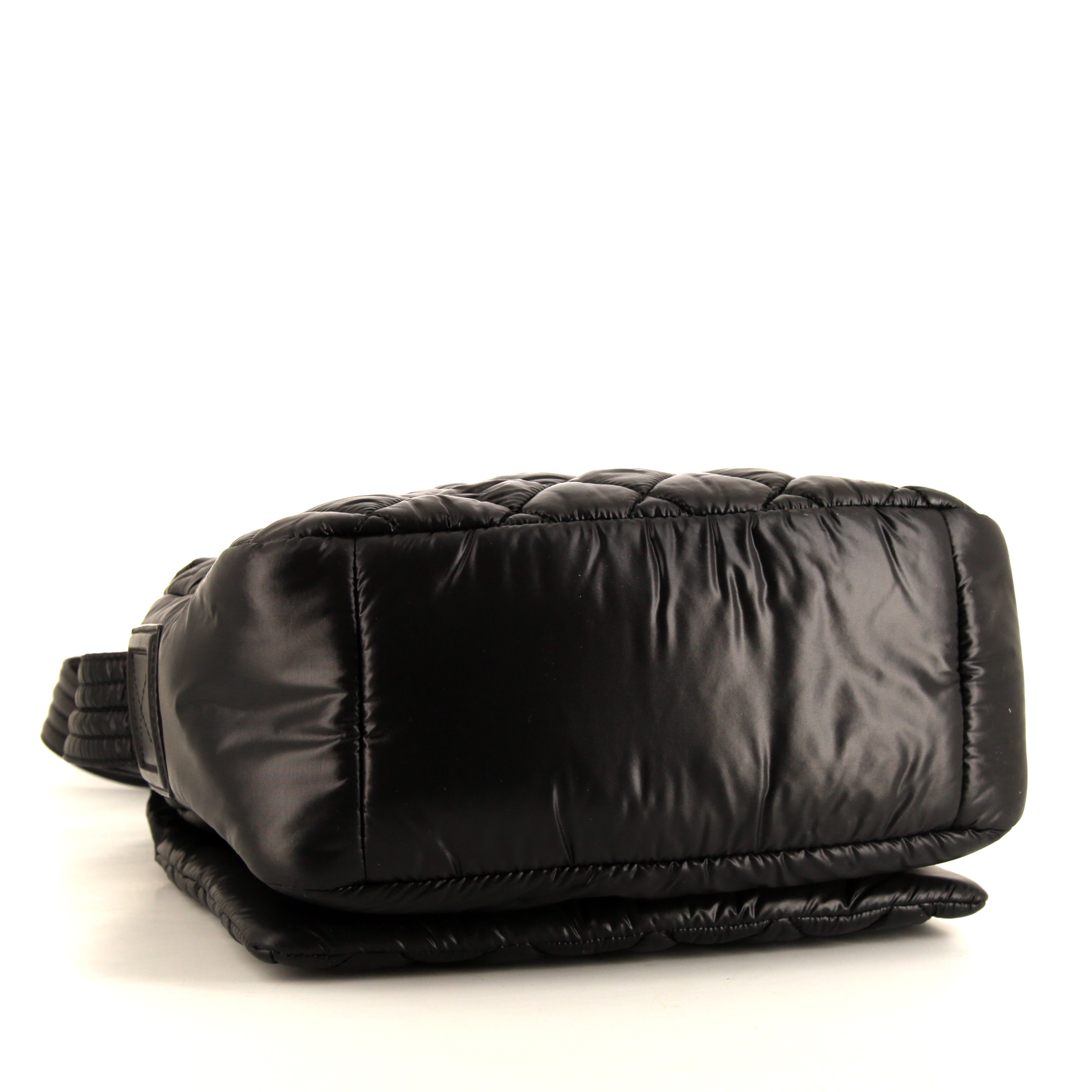 Chanel Coco Cocoon shoulder bag in black quilted canvas and black leather - Detail D4