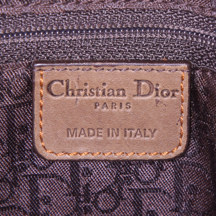 Dior Gaucho handbag in khaki and brown leather - Detail D4