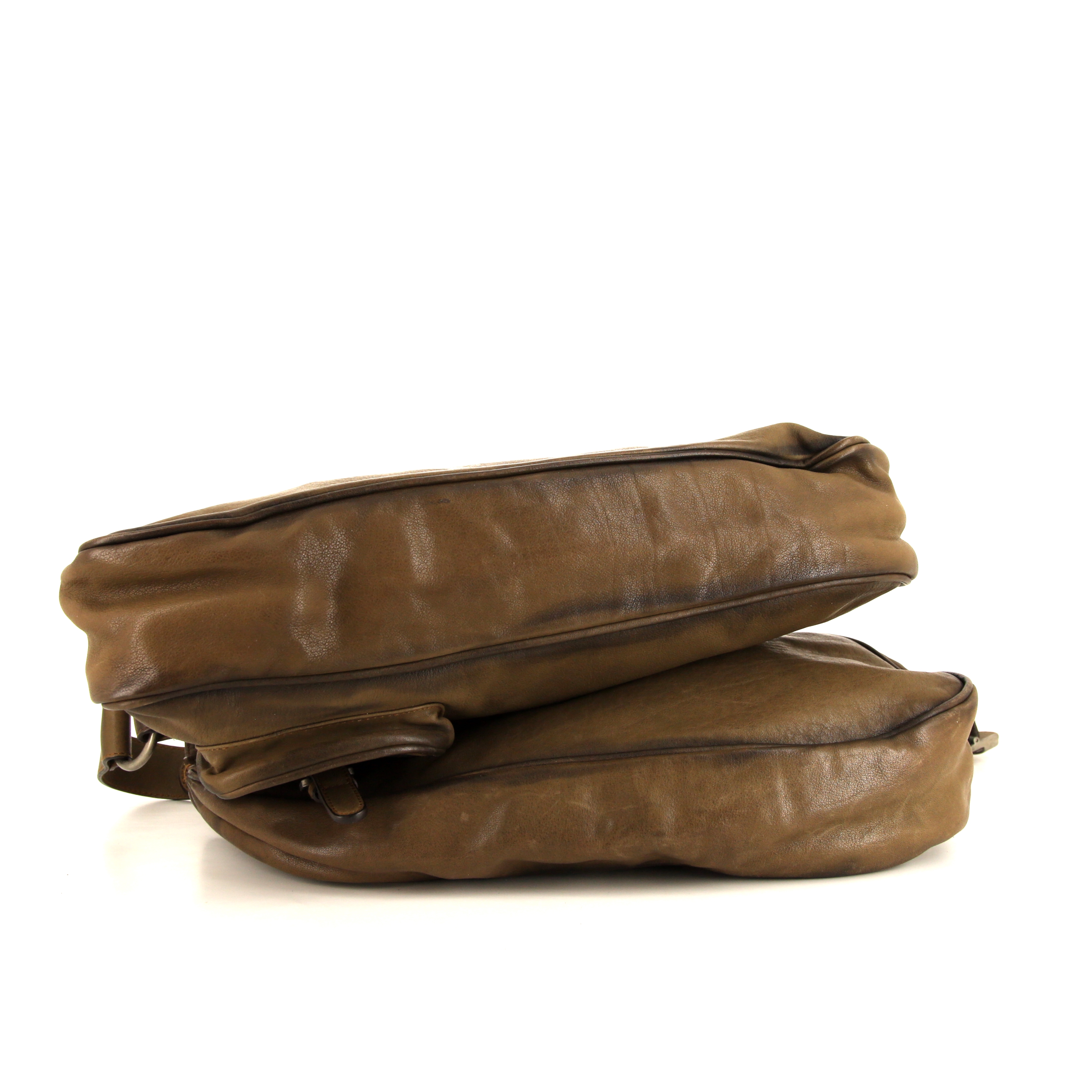 Dior Gaucho handbag in khaki and brown leather - Detail D5