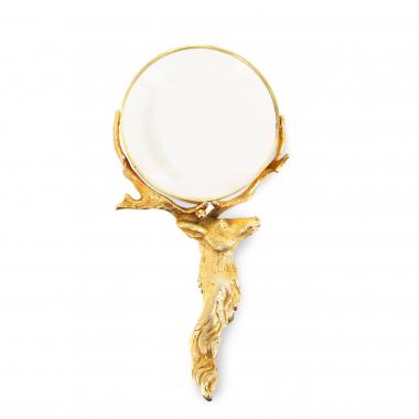Gabriella Crespi, rare bronze "Deer" magnifying glass, 1970s