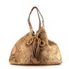 Shopping bag Gucci in pitone e pelle marrone - 360 thumbnail