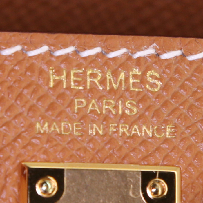 Hermes Kelly 25 cm handbag in gold epsom leather - Detail D4