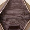 Prada Jacquard shoulder bag in beige logo canvas and brown leather - Detail D2 thumbnail