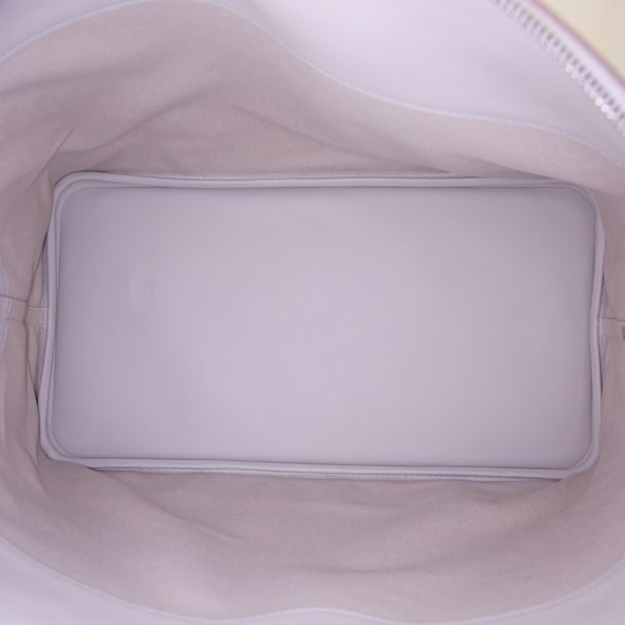 Hermes Bolide - Travel Bag travel bag Baseball in Gris Perle and red Evercolor leather - Detail D2