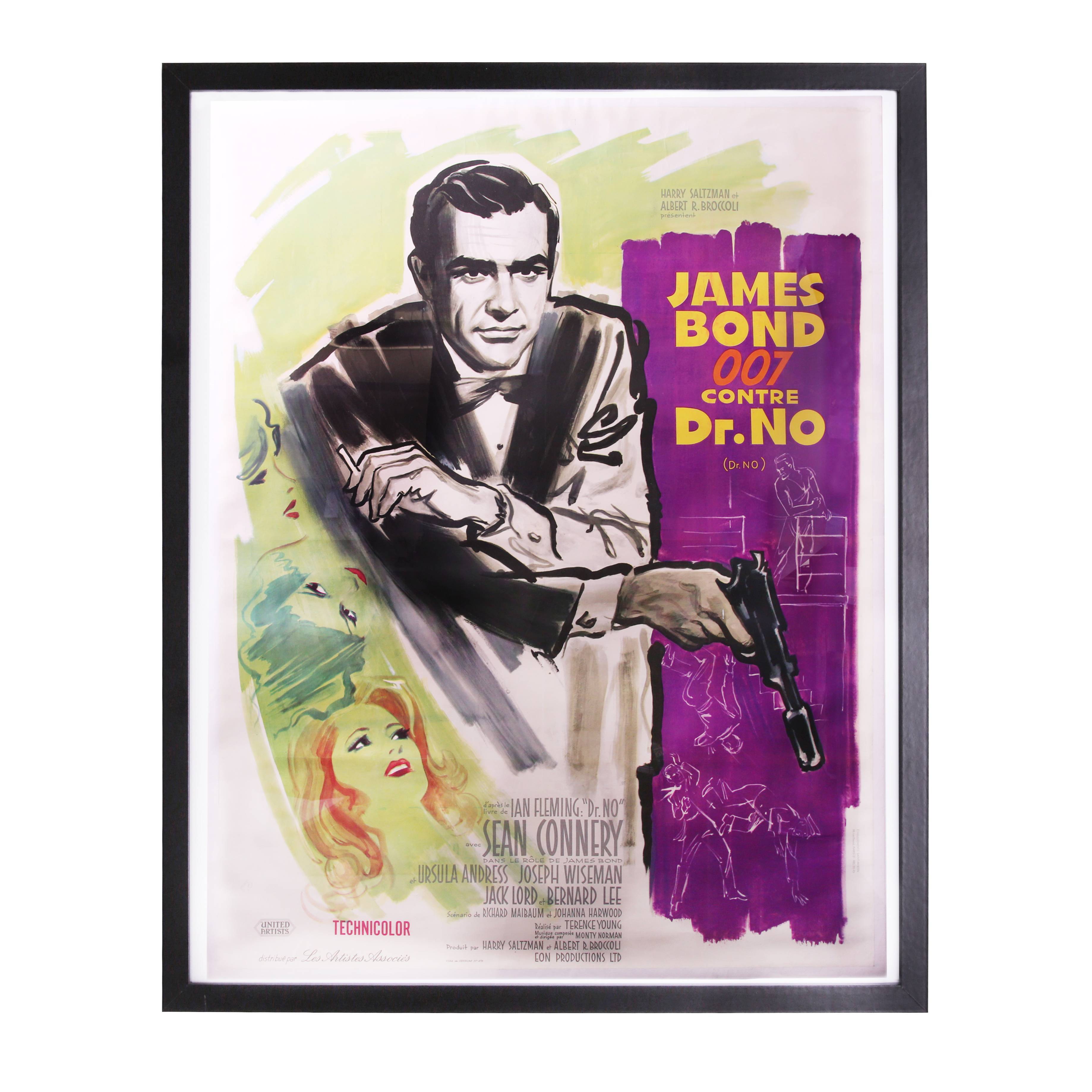 Original poster from the movie "Dr No" - 1962, with Sean Connery, backed on linen and framed - 00pp