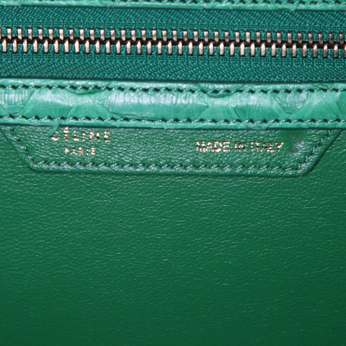 Bolso de mano Celine Luggage en piel de pitón verde - Detail D3