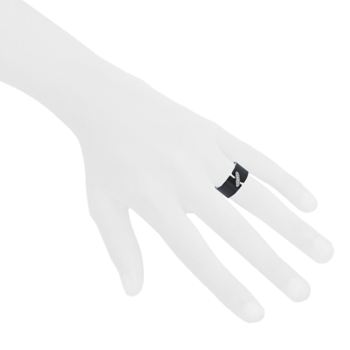 Anello Chaumet Lien in ceramica nera,  oro bianco e diamanti - Detail D1