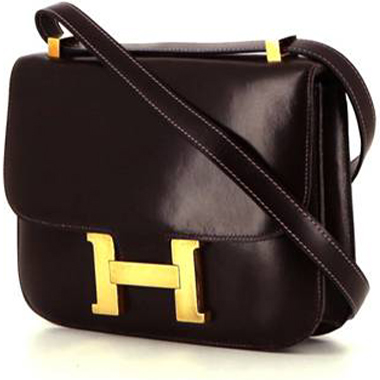 Hermes Constance Handbag in Chocolate Brown Box Leather