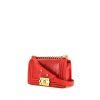 Chanel Boy small model shoulder bag in red python and red leather - 00pp thumbnail