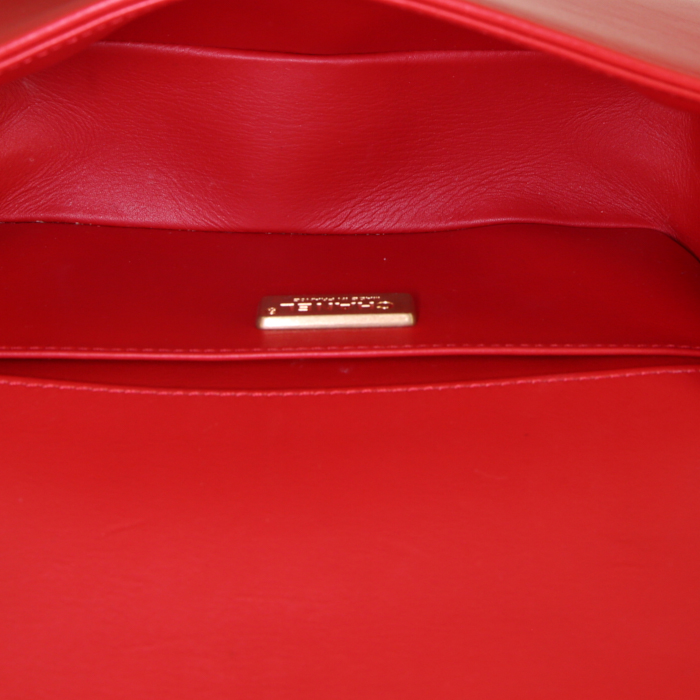 Chanel Boy small model shoulder bag in red python and red leather - Detail D3