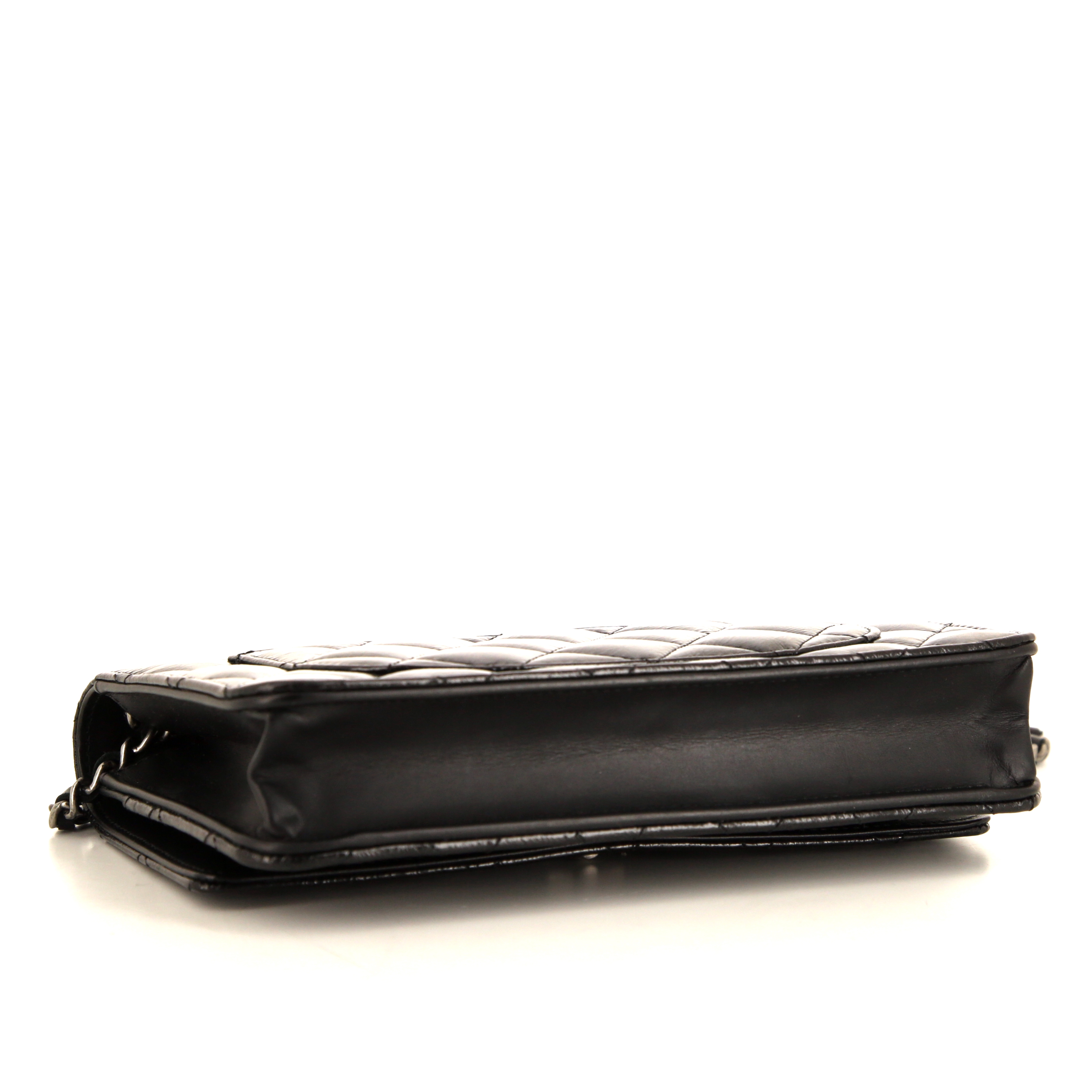 Borsa a tracolla Chanel 2.55 - Wallet on Chain in pelle trapuntata nera - Detail D4