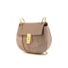 Chloé Drew shoulder bag in grey grained leather and grey suede - 00pp thumbnail