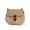 Chloé Drew shoulder bag in grey grained leather and grey suede - 360 thumbnail