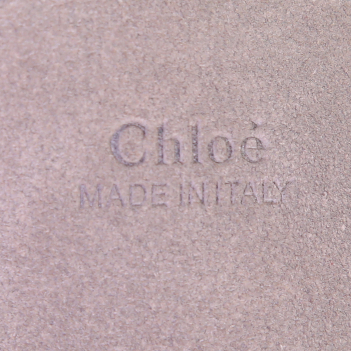 Bolso bandolera Chloé Drew en cuero granulado gris y ante gris - Detail D3