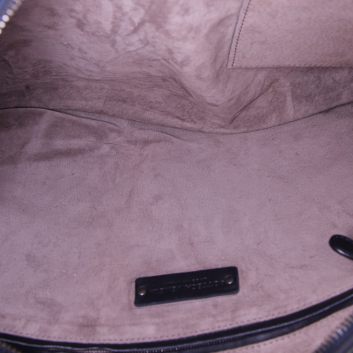 Bolso de mano Bottega Veneta en cuero trenzado negro - Detail D2