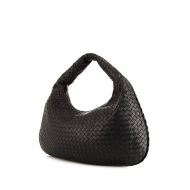 Sac à main Bottega Veneta en cuir tressé noir