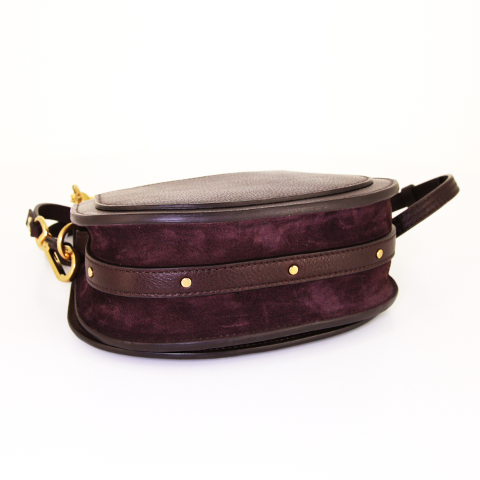 Chloé Nile shoulder bag in plum leather - Detail D5