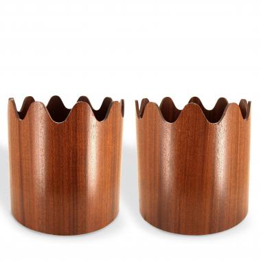 Pierluigi Ghianda, deux prototypes de cache-pots superposables, en bois de cerisier, années 1970