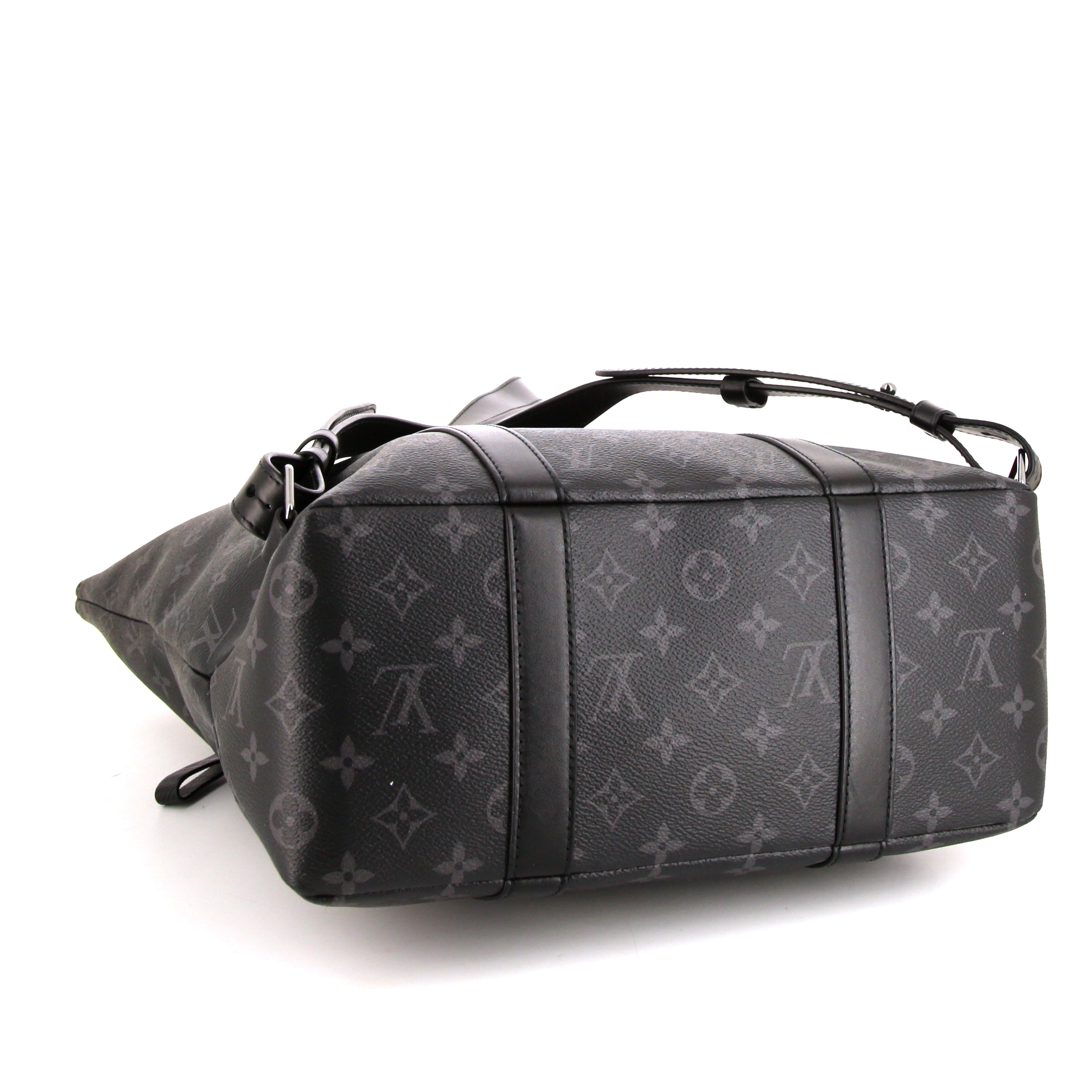 Borsa Louis Vuitton in tela monogram grigio antracite e pelle nera - Detail D5