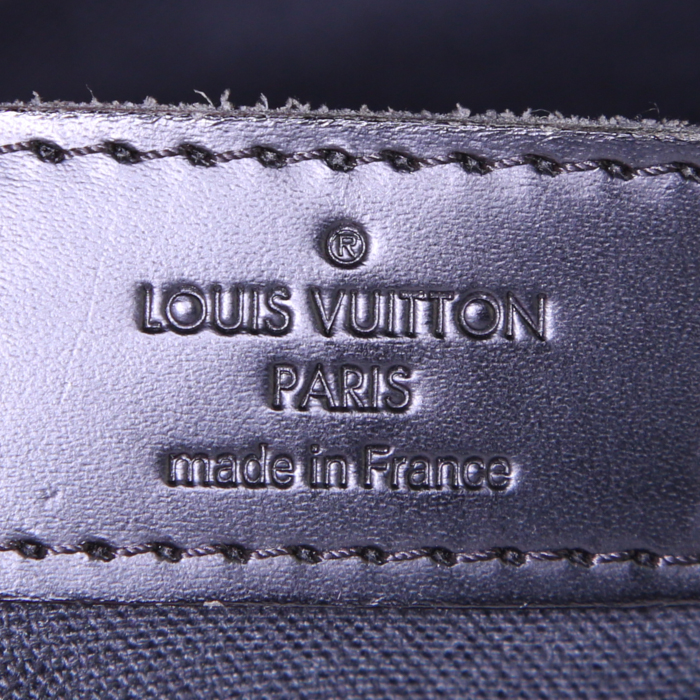 Louis Vuitton Tadao handbag in grey damier canvas and black leather - Detail D4