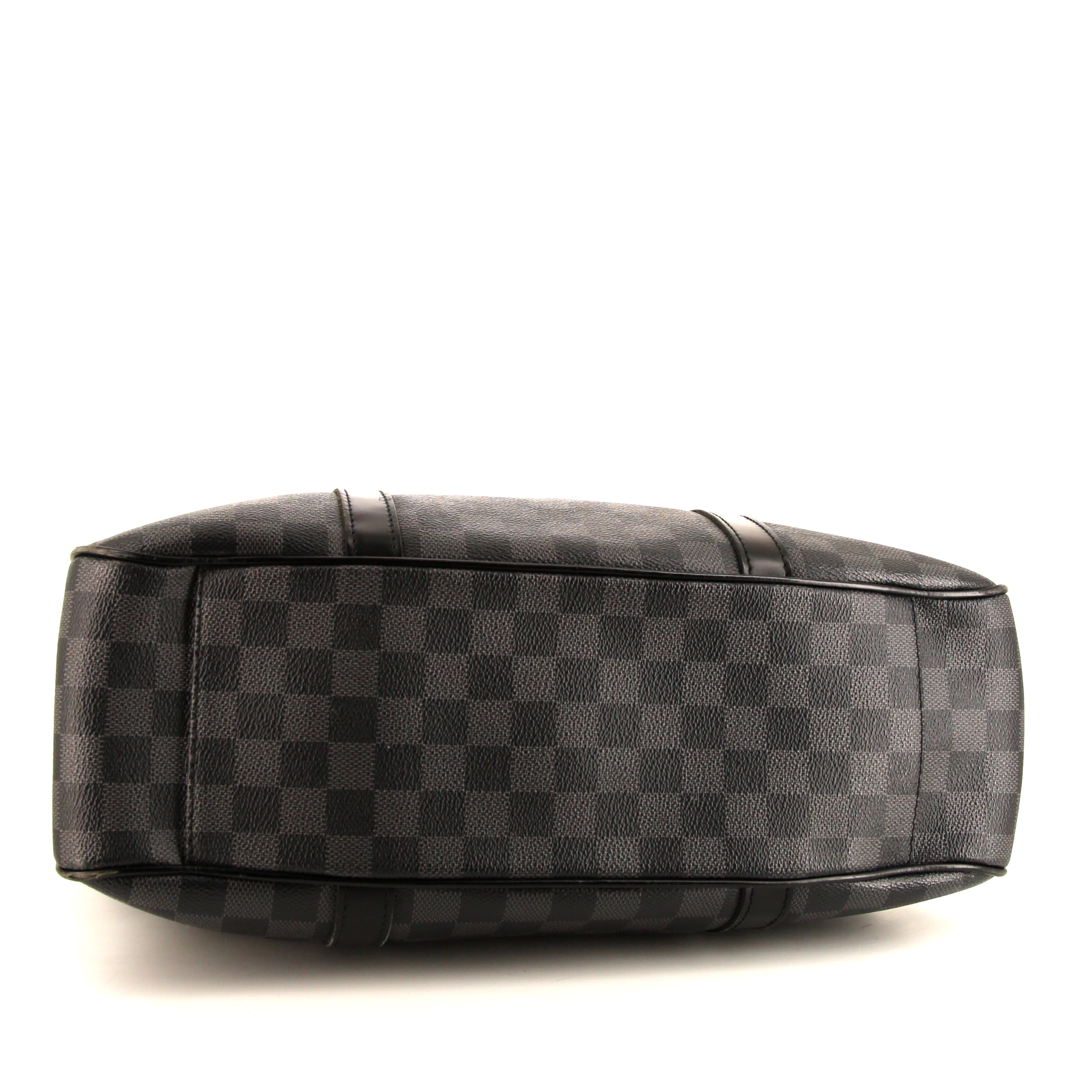 Sac à main Louis Vuitton Tadao en toile damier grise et cuir noir - Detail D5