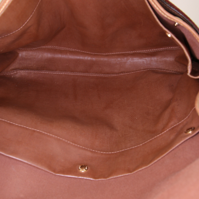 Bolso bandolera Louis Vuitton Congo en lona Monogram marrón y cuero natural - Detail D2