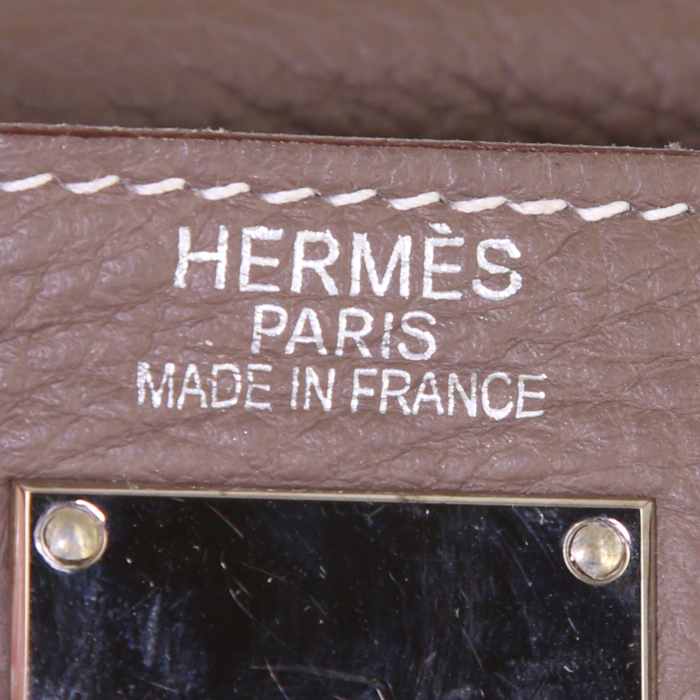 Sac à main Hermes Kelly Shoulder en cuir togo étoupe - Detail D3