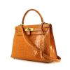 Hermes Kelly 28 cm handbag in saffron yellow crocodile - 00pp thumbnail
