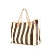 Shopping bag Louis Vuitton Neverfull taglia XL in tela monogram marrone e beige a righe e pelle naturale - 00pp thumbnail