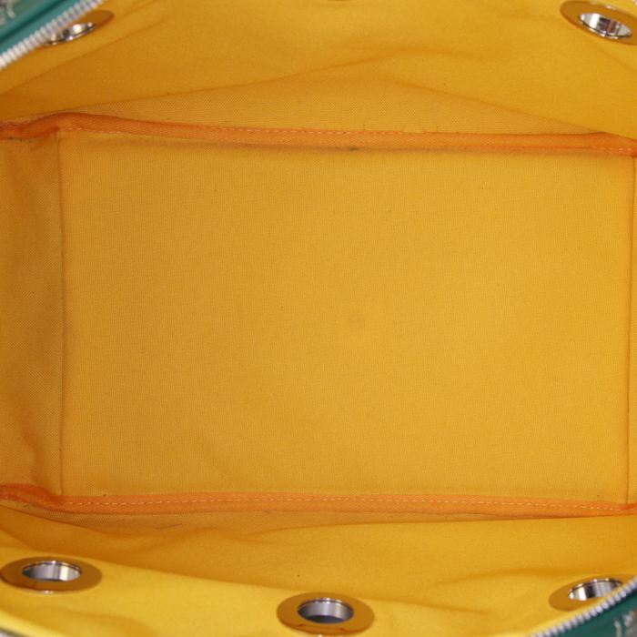 Bolsa de viaje Goyard Hulot en lona Monogram verde y cuero verde - Detail D2