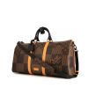 Louis Vuitton Keepall 50 Editions Limitées Nigo weekend bag in brown damier canvas and natural leather - 00pp thumbnail