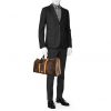 Louis Vuitton Keepall 50 Editions Limitées Nigo weekend bag in brown damier canvas and natural leather - Detail D1 thumbnail