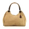 Gucci shopping bag in beige canvas and brown leather - 360 thumbnail
